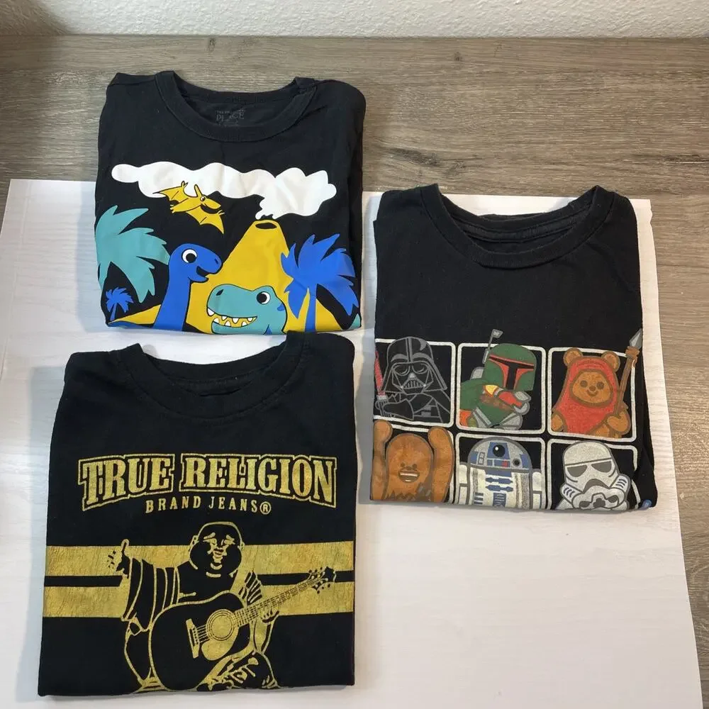 Lot of 11 Boys Graphic Tees Shirts Size 5 6 Nike Jordan True Religion Star Wars